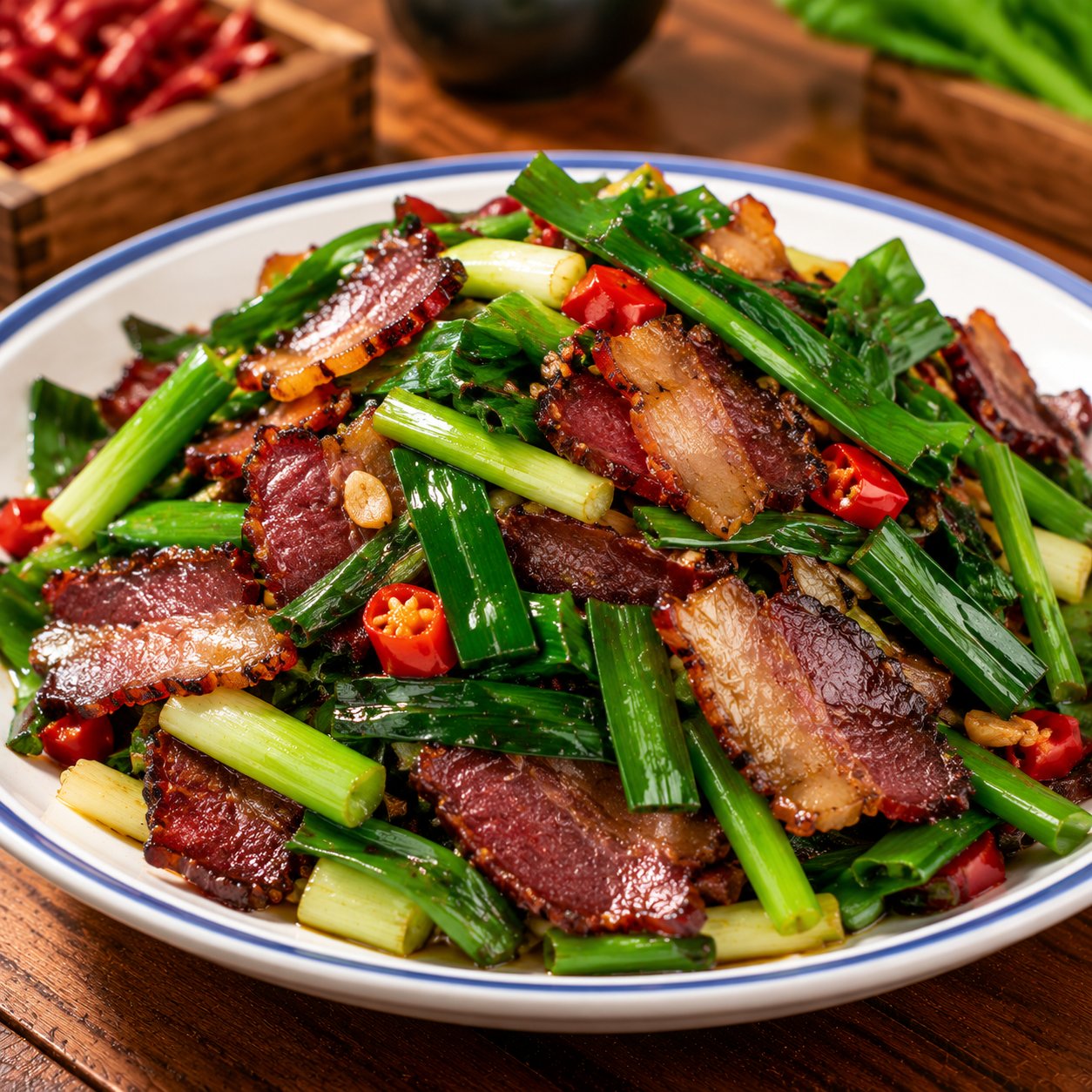 大蒜叶炒腊牛肉
