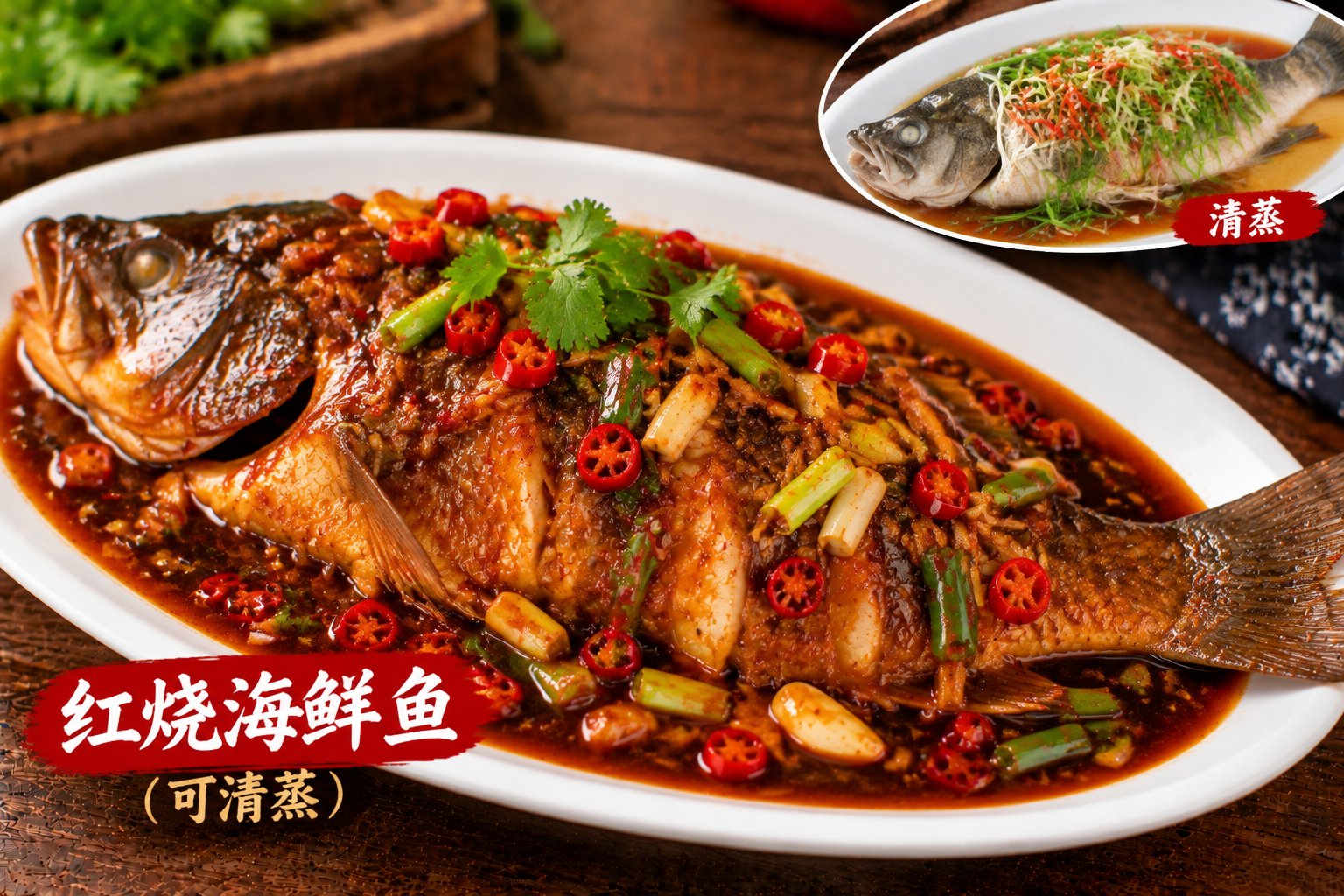 红烧海鲜鱼（可清蒸）