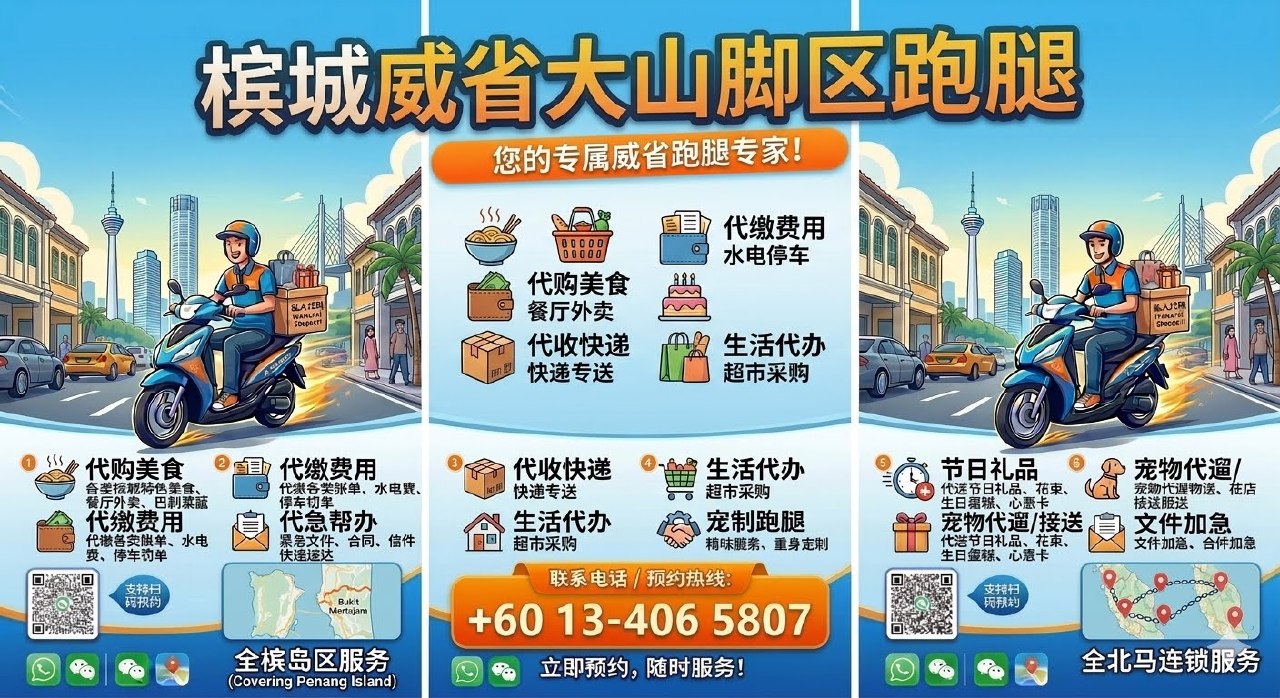 🛻槟城威省大山脚区跑腿🛻
