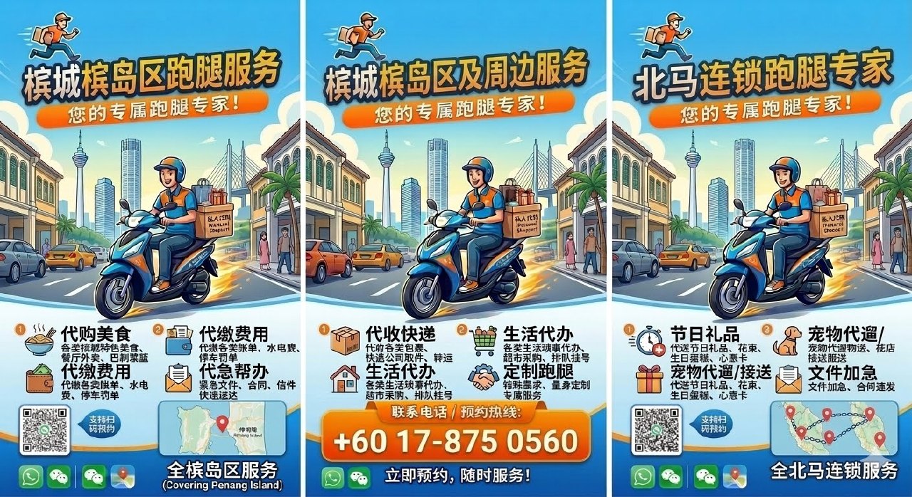 🛵槟城大马北马连锁跑腿🛵
